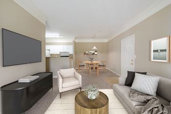 Spacious Living Area with Carpet